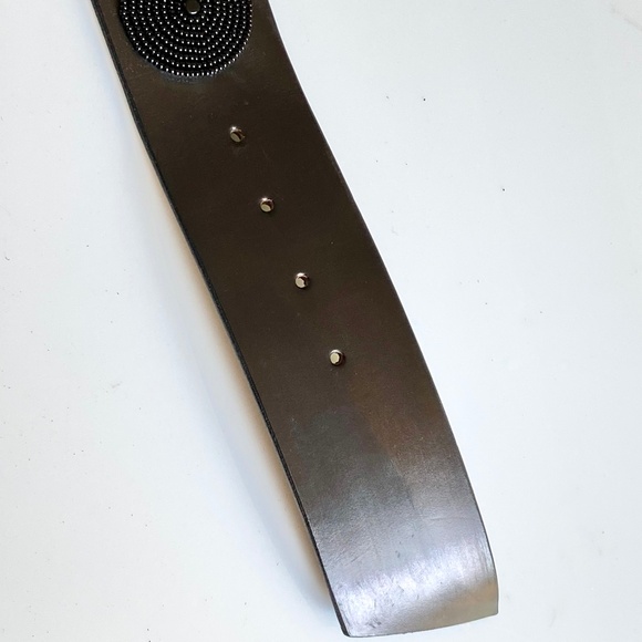Black Beaded Leather Belt with Gold Buckle main image 4